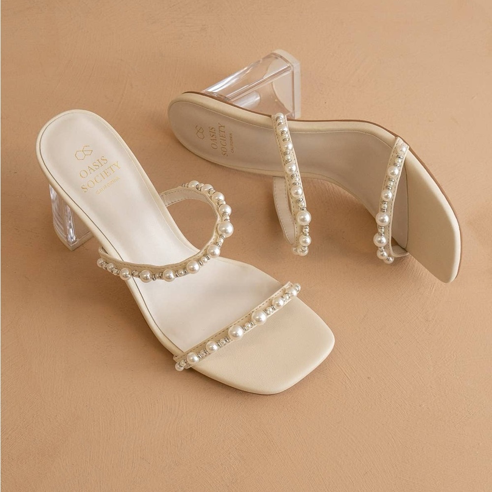 Oasis Society The Mae Beige Strappy Pearl Heel